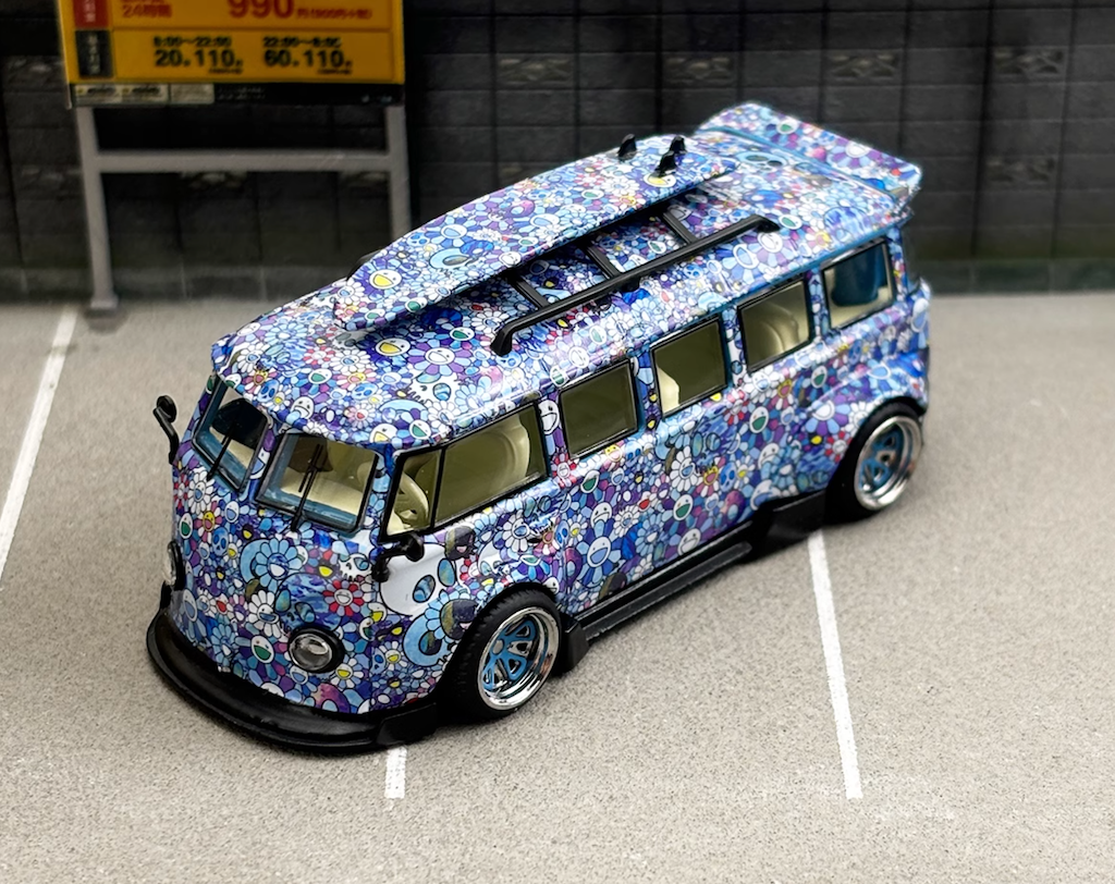 Liberty 1:64 Blue Sunflower VW T1 Kombi Van Camper Model Diecast Metal Car