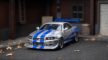Load image into Gallery viewer, FH 1:64 FNF JDM Silver Skyline GTR R34 Sports Model Diecast Metal Car New Collection
