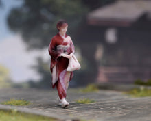 Load image into Gallery viewer, 1:64 Painted Figure Model Miniature Resin Sand Japanese Kimono Woman Walking
