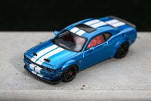 Load image into Gallery viewer, SH 1:64 Blue Stripe Challenger SRT Muscle Hellcat Model Diecast Metal Car New Collection
