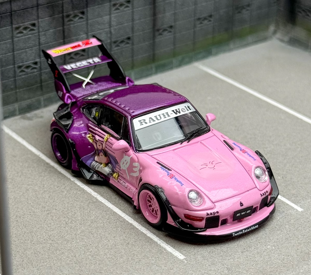 SW 1:64 Pink Dragon Ball RWB 993 911 Racing Sports Model Diecast