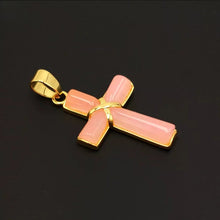 Load image into Gallery viewer, Nature Jade Pink Cross Pendant Necklace Gift Jewelry charm Blessing Lucky New
