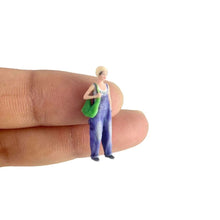 Load image into Gallery viewer, 1:64 Painted Figure Model Miniature Resin Diorama Sand Trendy Girl Denim Bib Toy
