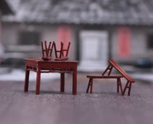 Load image into Gallery viewer, 1:64 Painted Figure Model Miniature Resin Diorama Sand Vintage Table Chair Set
