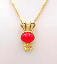 Load image into Gallery viewer, Nature Jade Cute Bunny Pendant Necklace Gift Jewelry charm Blessing Lucky New a
