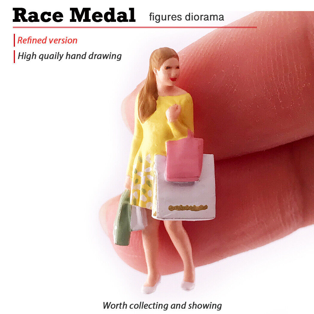 1:64 Painted Figure Mini Model Miniature Resin Diorama Shopping Brown Hair Lady
