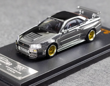 Load image into Gallery viewer, DK 1:64 Silver Carbon Skyline GTR R34 Racing Sport Model Diecast Metal Car New Collection
