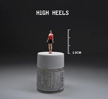 Load image into Gallery viewer, 1:64 Painted Figure Mini Model Miniature Car Scenes Resin Toy Red High Heel Lady

