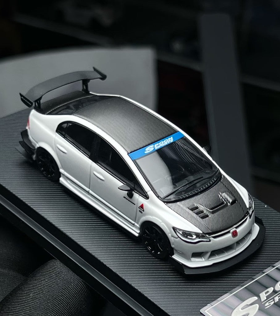 MT 1:64 White JDM Civic Type R FD2 Spoon Sports Model Diecast Metal Car BN