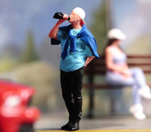 Load image into Gallery viewer, 1:64 Painted Figure Model Miniature Resin Diorama Sand Drinking Standing Man Boy
