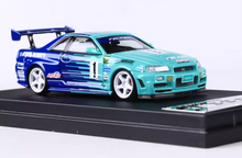 Load image into Gallery viewer, FS 1:64 Fast Speed Skyline GTR R34 Falken #1 Sport Model Diecast Metal Car New Collection
