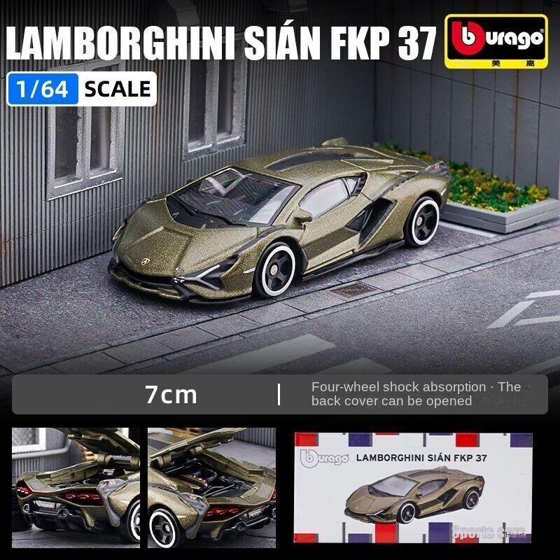 Bburago 1:64 Green Lamborghini Sian FKP 37 Racing Sports Model Toy Diecast Metal Car BN