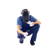 Load image into Gallery viewer, 1:64 Painted Figure Mini Model Miniature Resin Diorama Car Repairman Repair Blue
