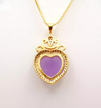 Load image into Gallery viewer, Nature Jade Purple Heart Pendant Necklace Gift Jewelry charm Blessing Lucky new

