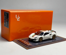 Load image into Gallery viewer, U2 1:64 White Novitec 488 Pista Racing Sports Model Diecast Resin Car Box
