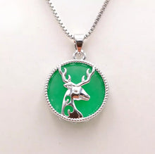 Load image into Gallery viewer, Nature Jade Deer Reindeer Pendant Necklace Gift Jewelry charm Blessing Lucky b
