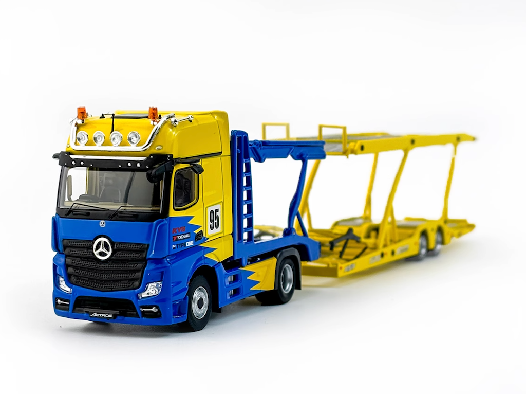 1:64 Spoon Actros Gigaspace 4x2 Trailer Truck Fit GD3 Model Diecast Metal Car