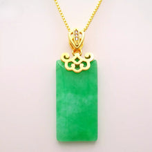 Load image into Gallery viewer, Nature Jade Peace Rectangle Pendant Necklace Gift Jewelry charm Blessing Lucky

