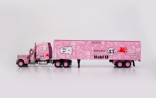 Load image into Gallery viewer, FINE 1:64 Pink 43 Peterbilt King Hauler Trailer Truck Model Diecast Metal Car
