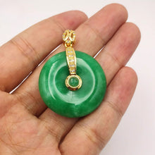 Load image into Gallery viewer, Nature Jade Fortune Peace Round Pendant Necklace Gift Jewelry charm Blessing New
