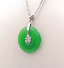 Load image into Gallery viewer, Nature Jade Pendant Necklace Gift Jewelry charm Blessing Fu Fortune Round Luck b
