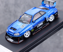 Load image into Gallery viewer, SW 1:64 Blue Black Skyline GTR ER34 LBWK #5 Sports Model Diecast Metal Car New Collection
