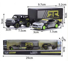 Load image into Gallery viewer, Maisto 1:64 2021 Bronco SUV Trailer 2015 Mustang GT Haulers Model Metal Car
