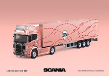 Load image into Gallery viewer, TM 1:64 Pink Scania Actros Container Delivery Truck Model Diecast Metal Car
