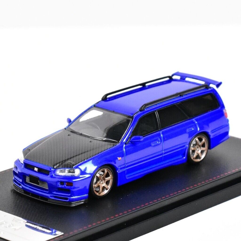 SW 1:64 JDM Blue GTR R34 Stagea Wagon Sports Model Diecast Metal Car New