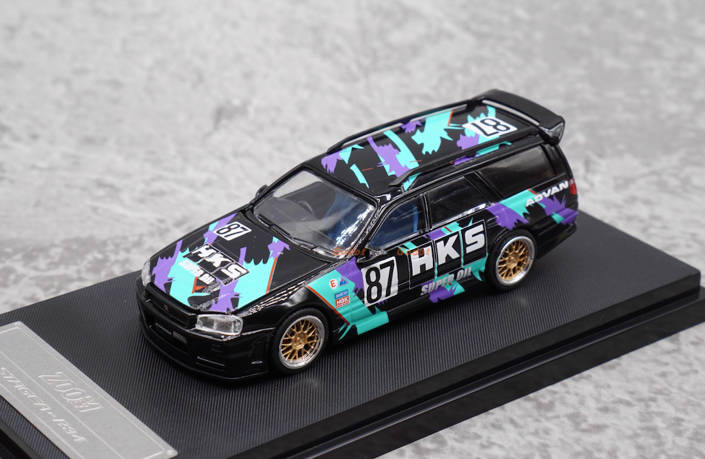 ZOOM 1:64 JDM Black GTR R34 Wagon Stagea Sports Model Diecast Metal Car New
