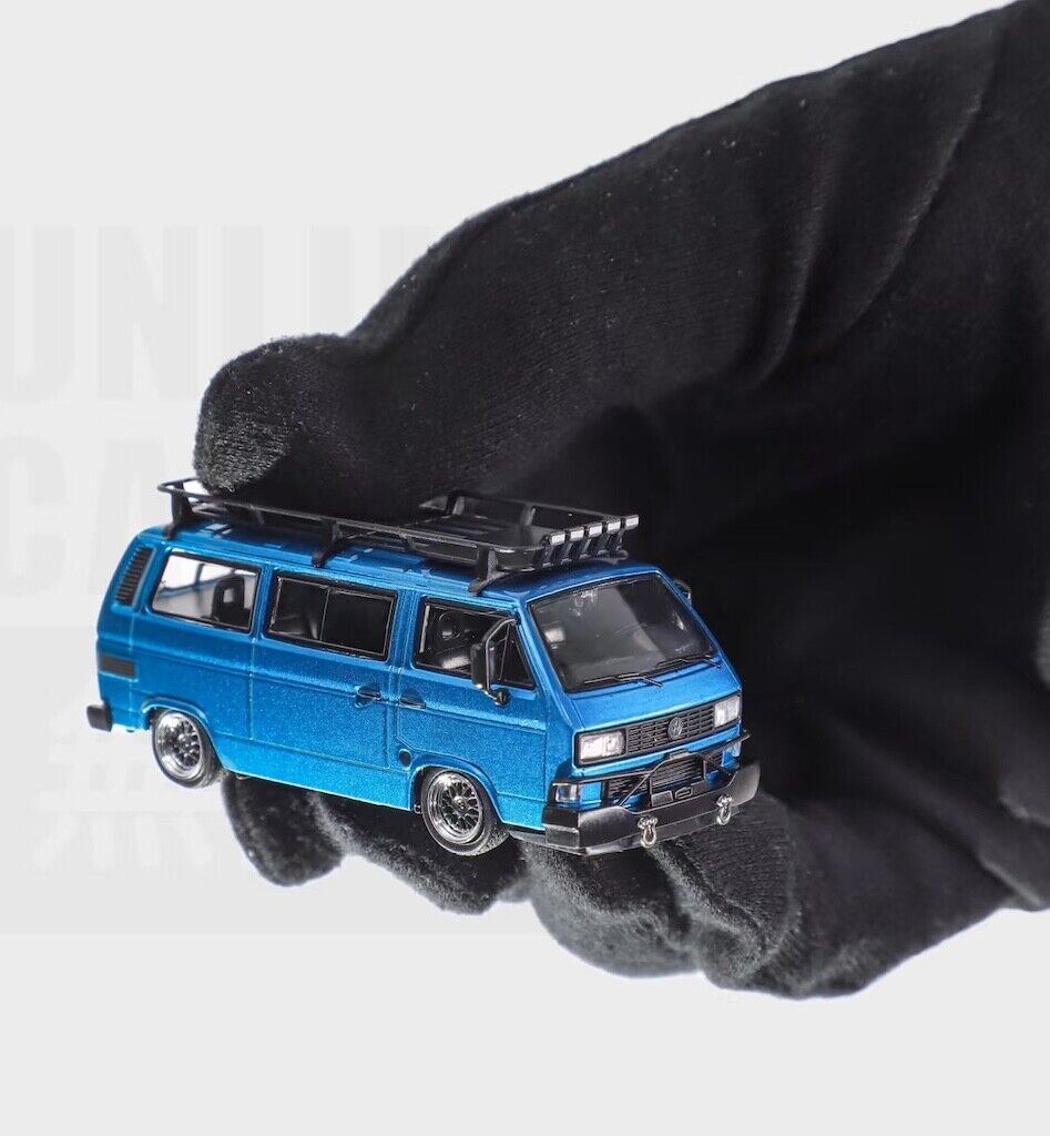 Mortal 1:64 Blue VW T3 Multi Van Camper Sports Model Diecast Metal Car New Collection