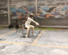 Load image into Gallery viewer, 1:64 Painted Figure Miniature Mini Resin Model Diorama Girl Sitting On Chair Set
