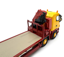 Load image into Gallery viewer, 1:76 Yellow Scania R Flatbed Trailer Crane Truck Model Diecast Metal Car New Collection
