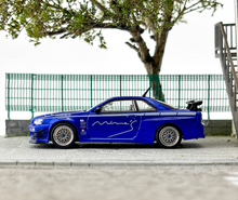 Load image into Gallery viewer, Inno 1:64 Blue Skyline GTR R34 V-Spec Mines Sports Model Diecast Metal Car New Collection
