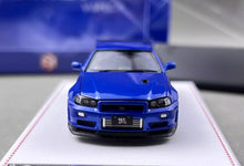 Load image into Gallery viewer, FH 1:64 JDM Blue Skyline GTR R34 V-SPEC II Sports Model Diecast Metal Car BN
