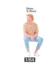 Load image into Gallery viewer, 1:64 Painted Figure Mini Model Miniature Resin Diorama Blond Sitting Posture Man
