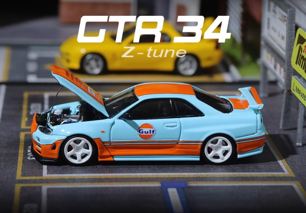 Tarmac Works 1:64 Nissan Skyline GTR R34 Z-tune – Modello Pressofuso JDM Metallico
