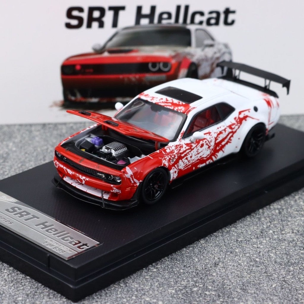 SH 1:64 Red White Challenger SRT Muscle Hellcat Model Diecast Metal Car BN