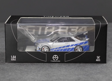 Load image into Gallery viewer, TM 1:64 Silver Blue Skyline GTR R34 FNF Sports Model Diecast Metal Car New Collecction
