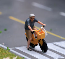 Load image into Gallery viewer, 1:64 Painted Figure Model Miniature Resin Diorama Scene Elderly Riding Bicycle
