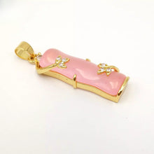 Load image into Gallery viewer, Nature Jade Bamboo Pendant Necklace Gift Jewelry charm Blessing Lucky Pink New
