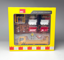 Load image into Gallery viewer, DBGT 1:64 Yellow lsuzu ELF Road Construction Truck Model Diecast Metal Car New Collection
