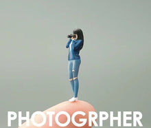 Load image into Gallery viewer, 1:64 Painted Figure Mini Model Miniature Car Scenes Resin Toy Photographer Girl
