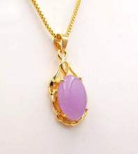 Load image into Gallery viewer, Nature Jade Water Drop Purple Pendant Necklace Gift Jewelry charm Blessing Luck
