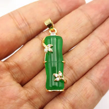 Load image into Gallery viewer, Nature Jade Bamboo Pendant Necklace Gift Jewelry charm Blessing Lucky Green G
