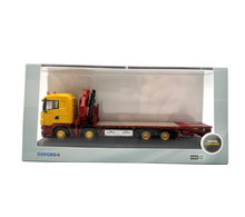 Load image into Gallery viewer, 1:76 Yellow Scania R Flatbed Trailer Crane Truck Model Diecast Metal Car New Collection

