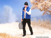 Load image into Gallery viewer, 1:64 Painted Figure Model Miniature Resin Diorama Sand Man Looking At Mobile Toy
