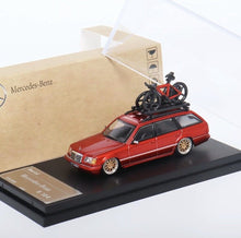 Load image into Gallery viewer, Mortal 1:64 Red VIP S124 E300 Wagon Roof Bike Model Diecast Metal Car New
