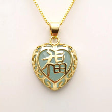 Load image into Gallery viewer, Nature Jade Heart Pendant Necklace Gift Jewelry charm Blessing Fortune Lucky g

