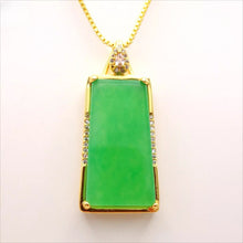 Load image into Gallery viewer, Nature Jade Retangle Fortune Pendant Necklace Gift Jewelry charm Blessing Luck b

